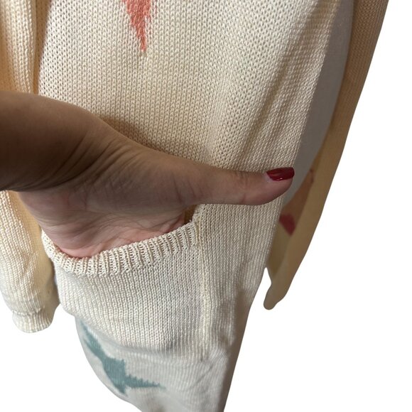 Ivory Star Pattern Knit Cardigan | Soft Cozy Aesthetic Layering Piece | Small - Picture 6 of 8